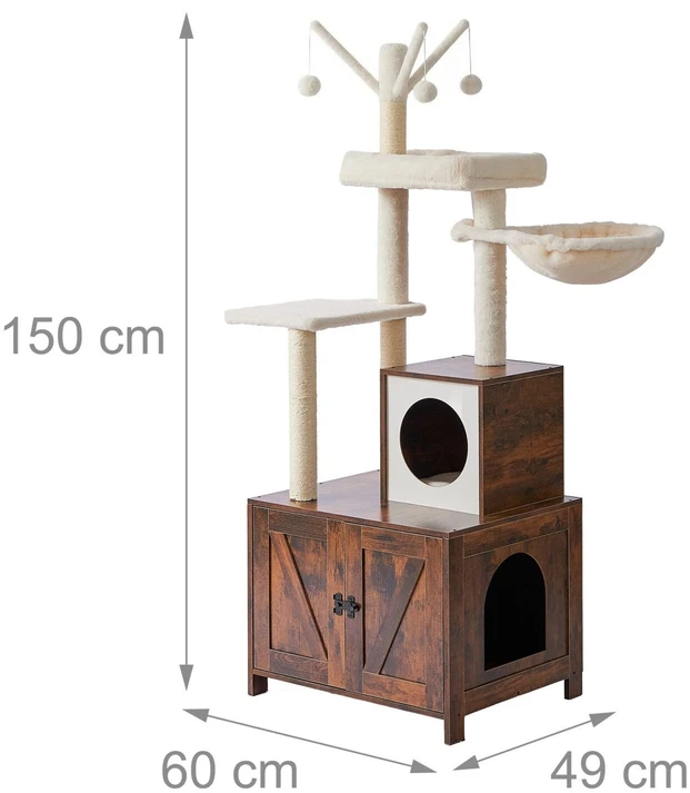 Relaxdays Kačių medis su kraiko spintele 150 cm