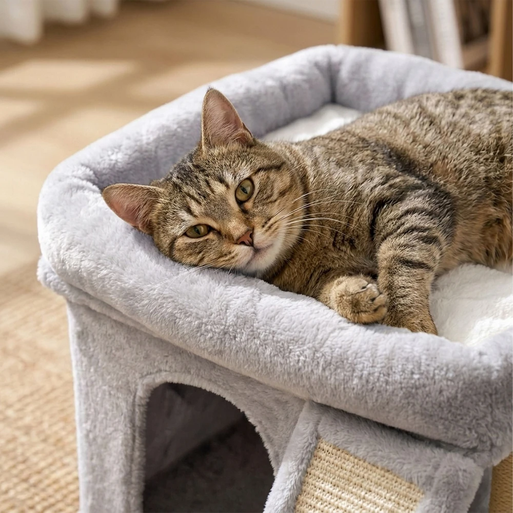 Relaxdays Kačių medis su urvu ir lova