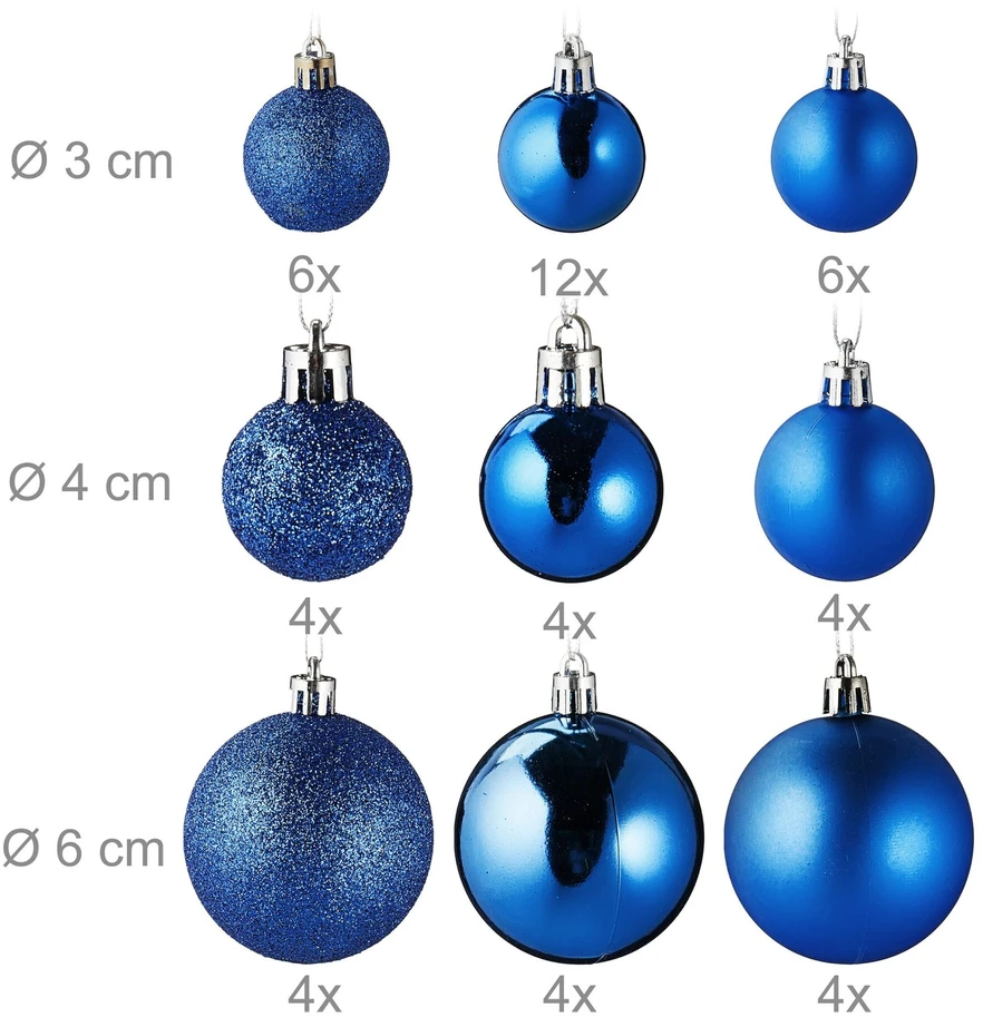 Relaxdays 100 kalėdinių eglutės žaisliukų rinkinys