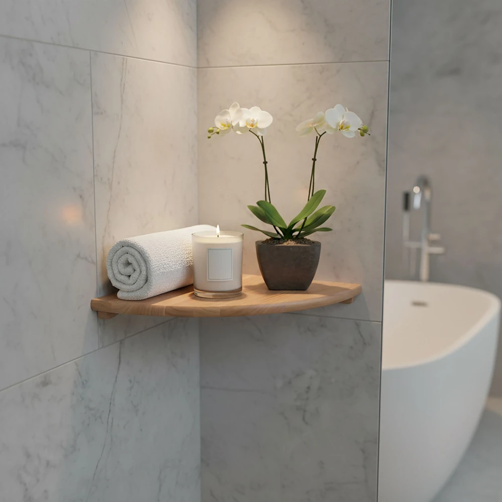 Relaxdays Kampinė sieninė lentyna, riešutmedžio spalvos