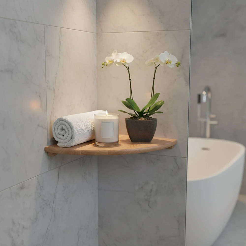 Relaxdays Kampinė sieninė lentyna, riešutmedžio spalvos