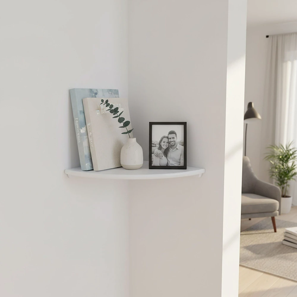 Relaxdays Kampinė sieninė lentyna riešutmedžio spalvos