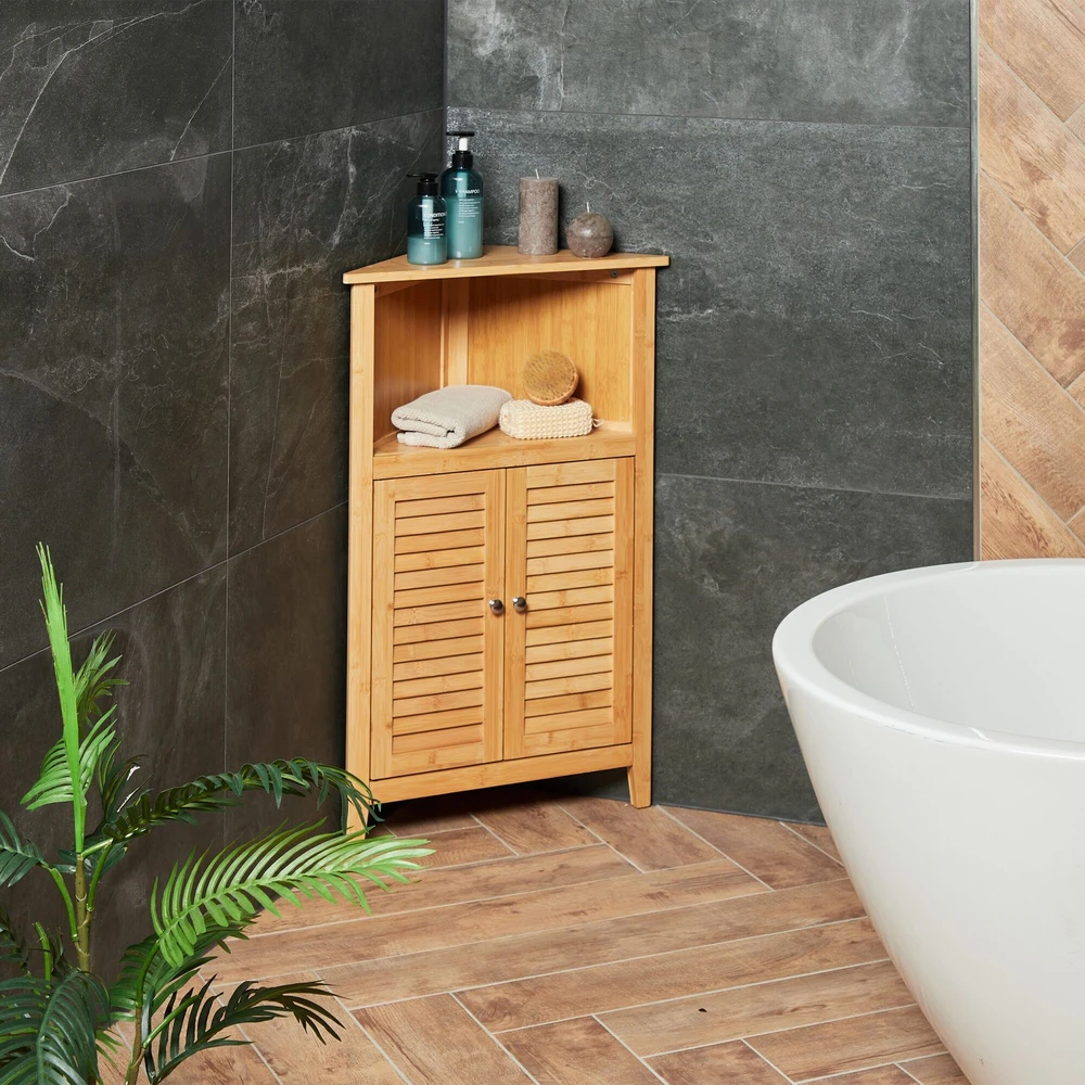 Relaxdays Bambukinė kampinė spintelė