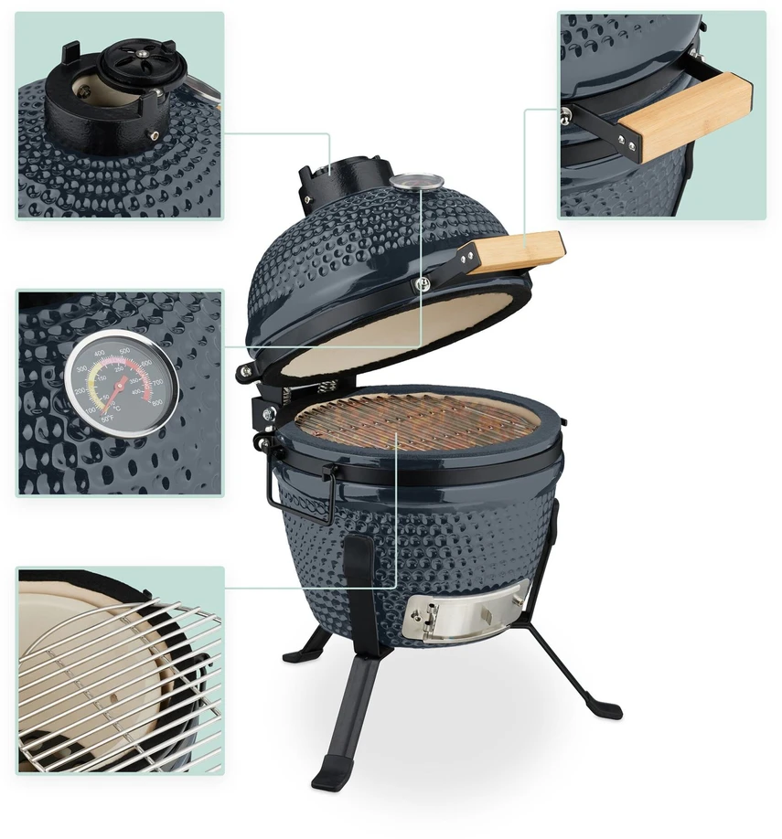Relaxdays Keraminė „Kamado“ kepsninė