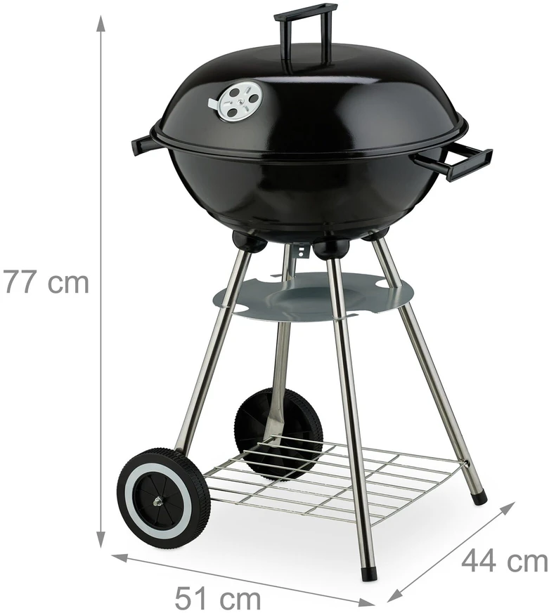 Relaxdays Didelė katilo tipo BBQ kepsninė ant ratukų