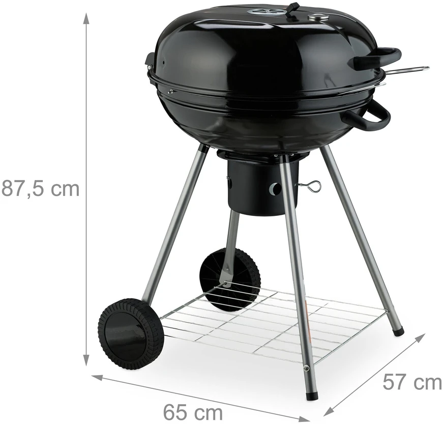 Relaxdays XXL katilinis BBQ grilis ant ratukų