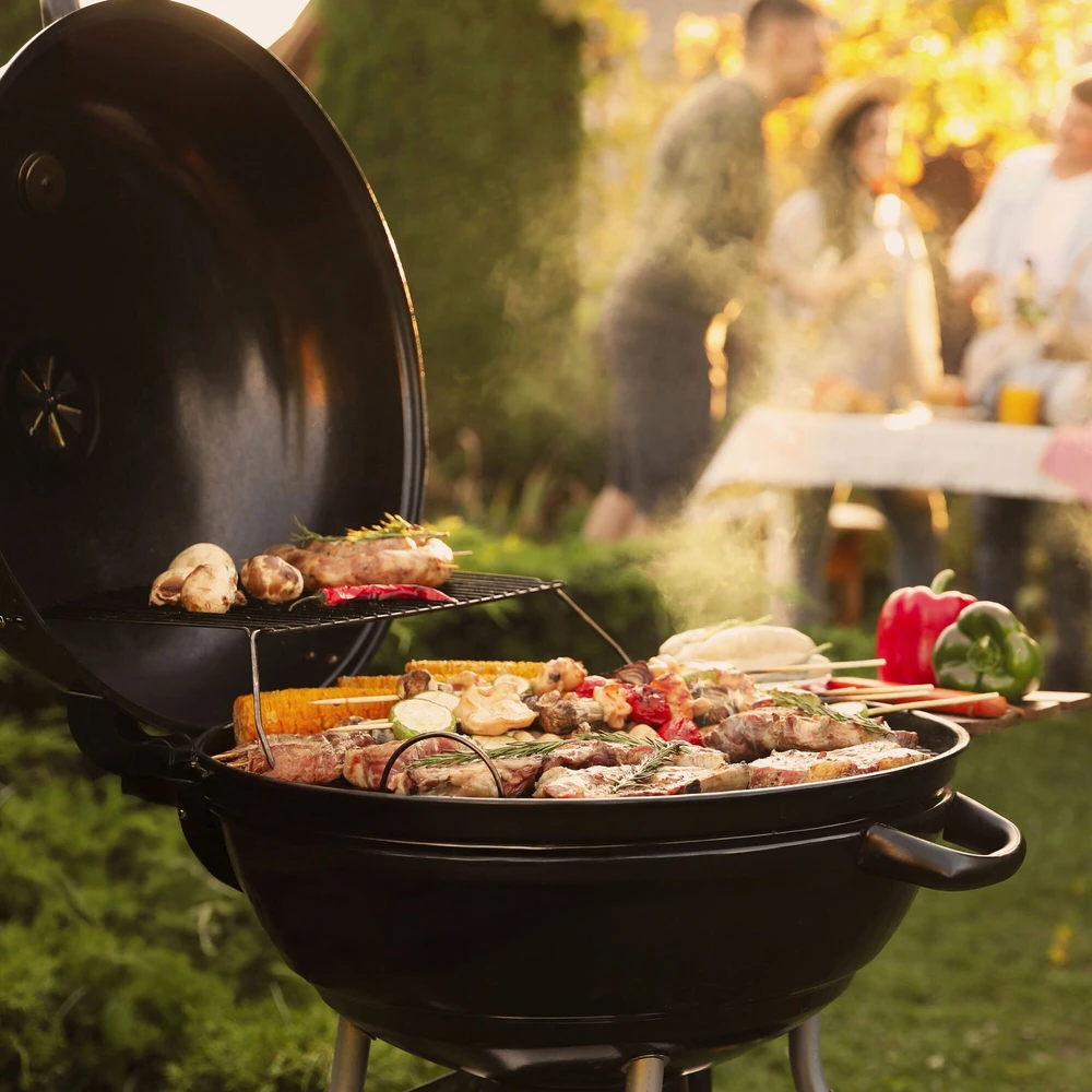 Relaxdays XXL katilinis BBQ grilis ant ratukų
