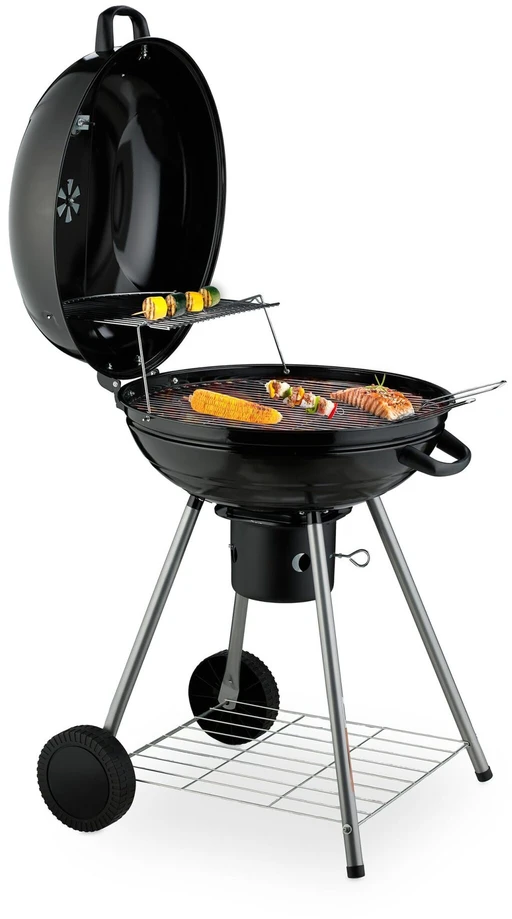 Relaxdays XXL katilinis BBQ grilis ant ratukų