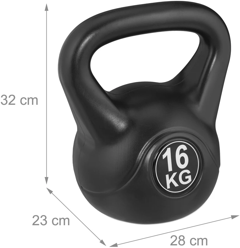 Relaxdays Kettlebell, smėlis, 21x18x14.5 cm, juoda
