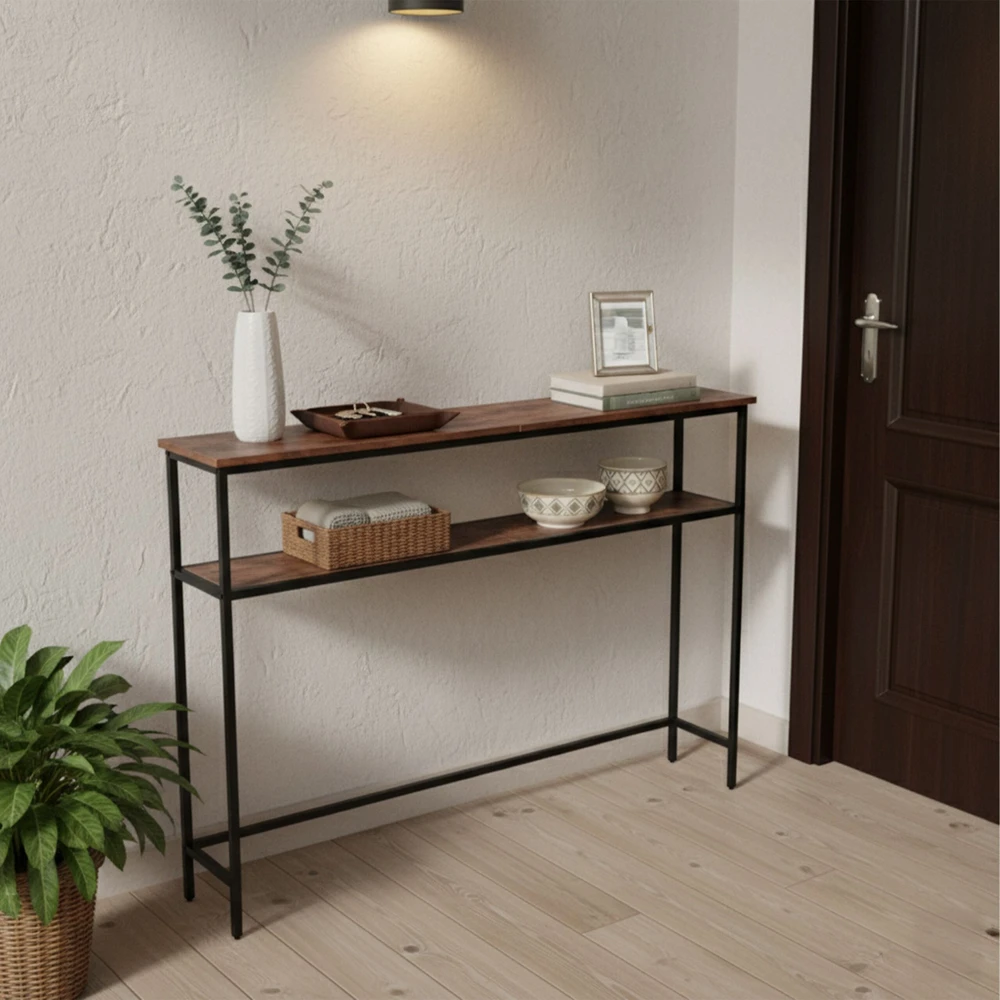 Relaxdays Konsolinis stalas, 80x120x20 cm, rudas