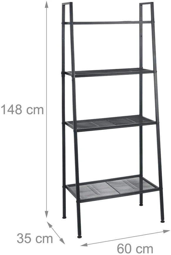 Relaxdays Kopėtėlių formos lentyna, 4 pakopos, juoda, metalas, laikymo