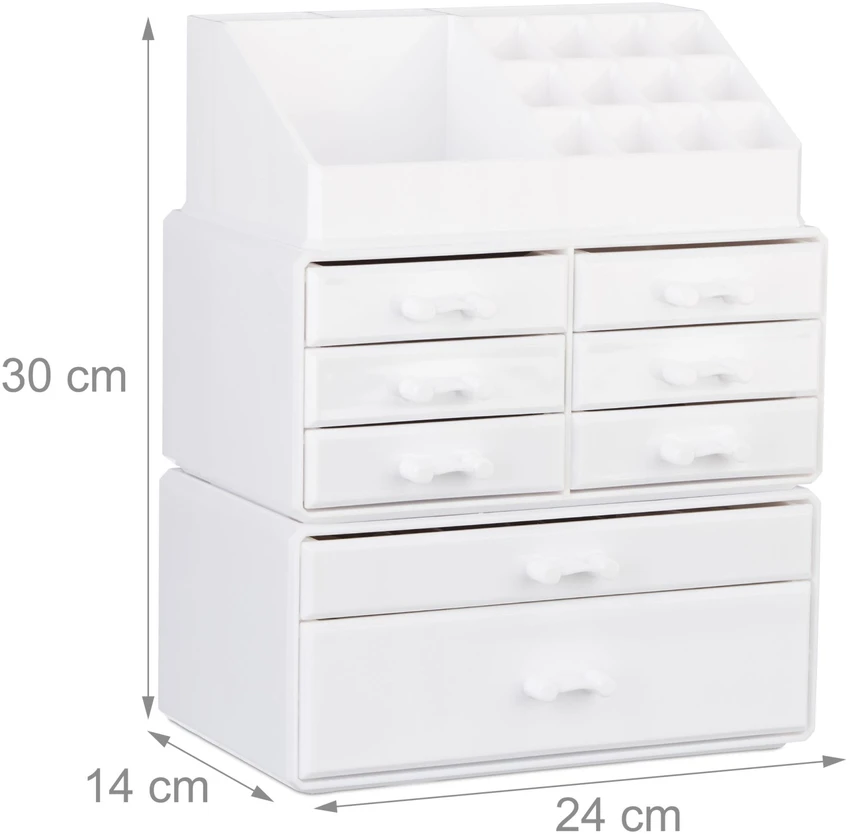 Relaxdays Makiažo organizatorius su 8 stalčiais