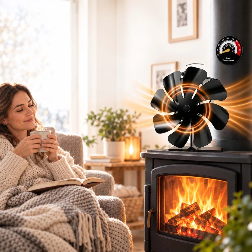Relaxdays Krosnies ventiliatorius be elektros, 8 menčių, su dūmtraukio temperatūros matuokliu