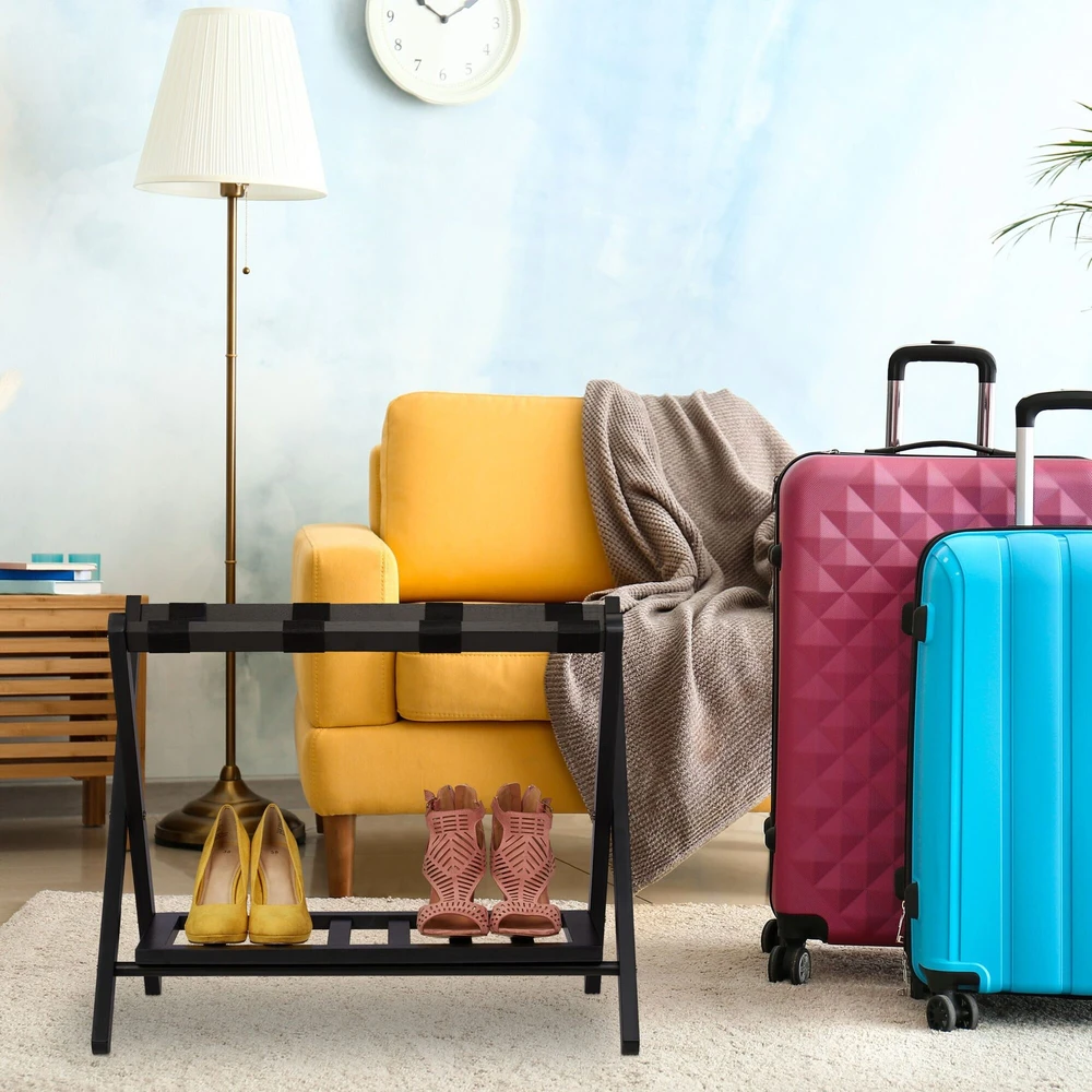 Kelioninis Relaxdays 2x lagaminų stovas su lentyna