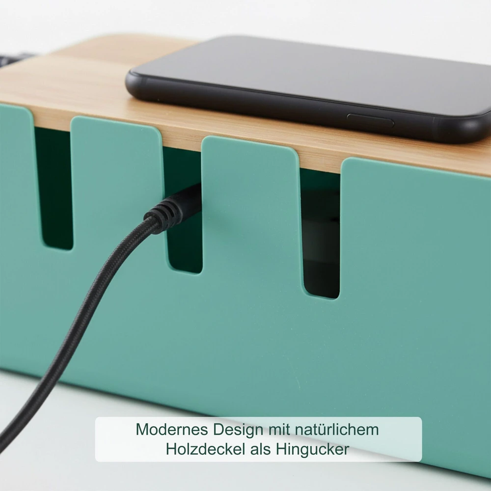 Relaxdays Kabelių laikymo dėžė su mediniu dangčiu