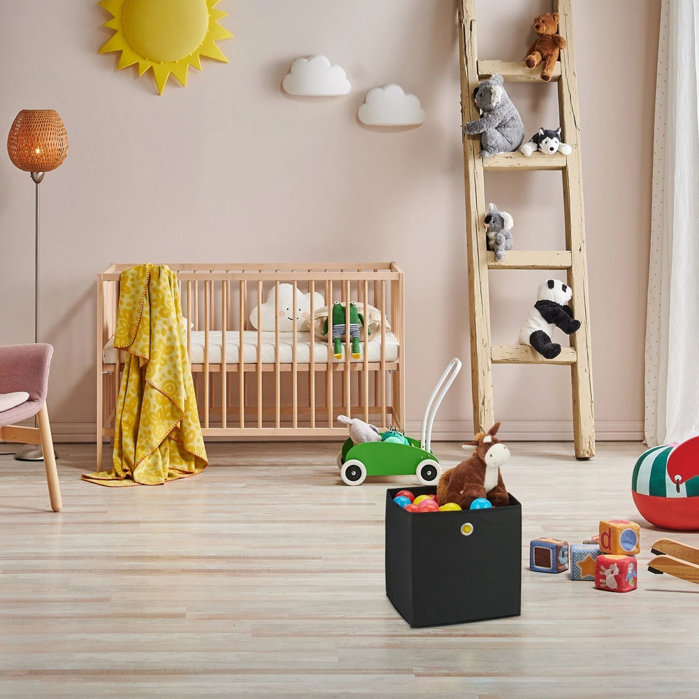 Relaxdays Juodos laikymo dėžės su kilpine rankena