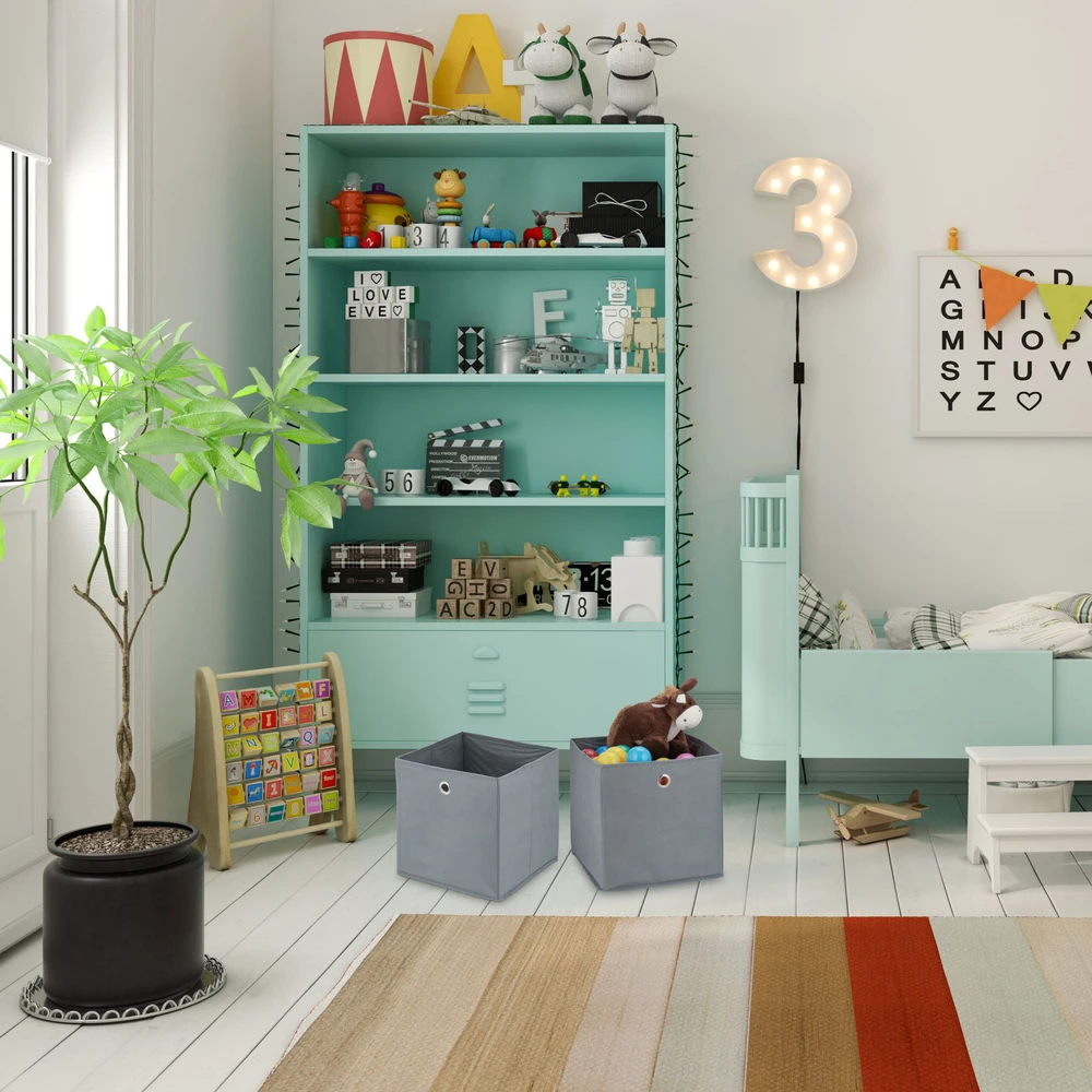 Relaxdays Šviesiai pilkos daiktų laikymo dėžės su kilpine rankena