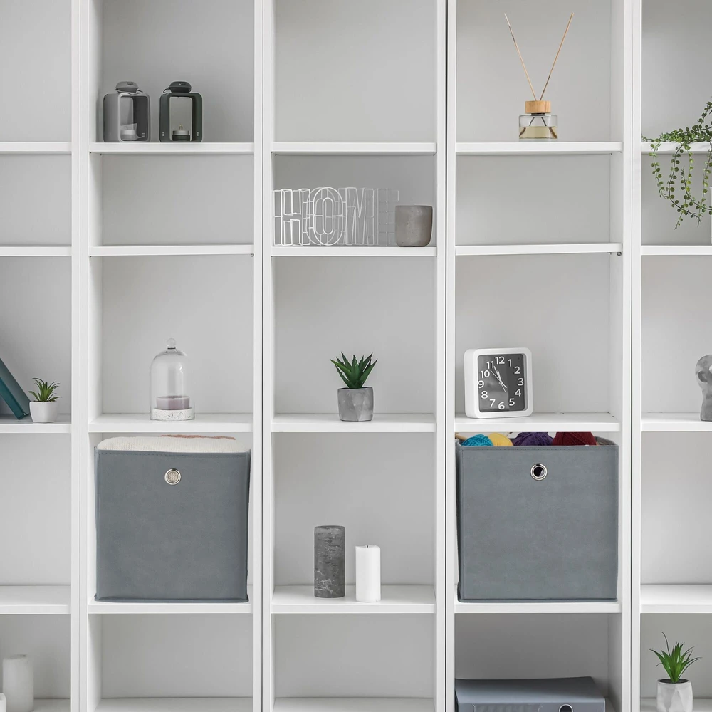 Relaxdays Šviesiai pilkos daiktų laikymo dėžės su kilpine rankena