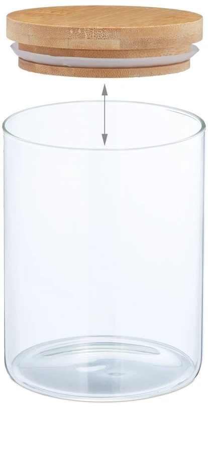 Relaxdays 4 laikymo stiklainių su dangteliu rinkinys 750 ml