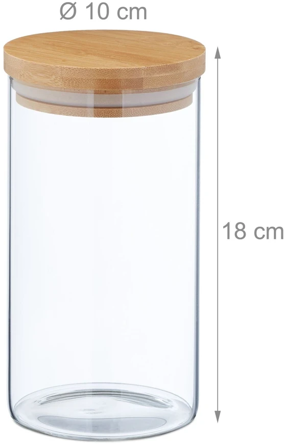 Relaxdays 4 laikymo stiklainių su dangteliu rinkinys 1000 ml