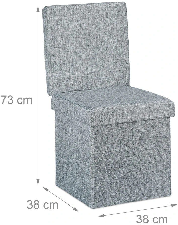 Relaxdays Laikymo pufas, 73x38x38 cm, pilka