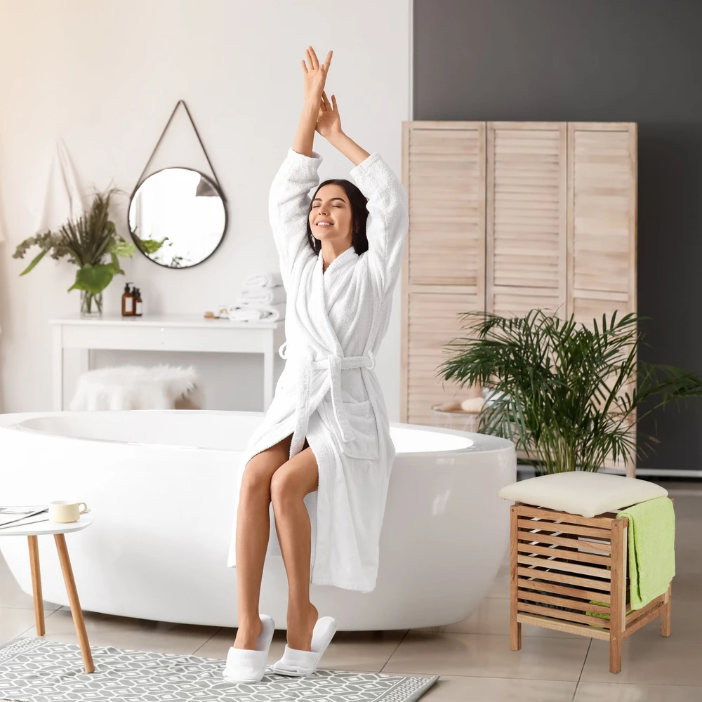 Relaxdays Daiktų laikymo taburetė, puikiai tinkanti vonios kambariams