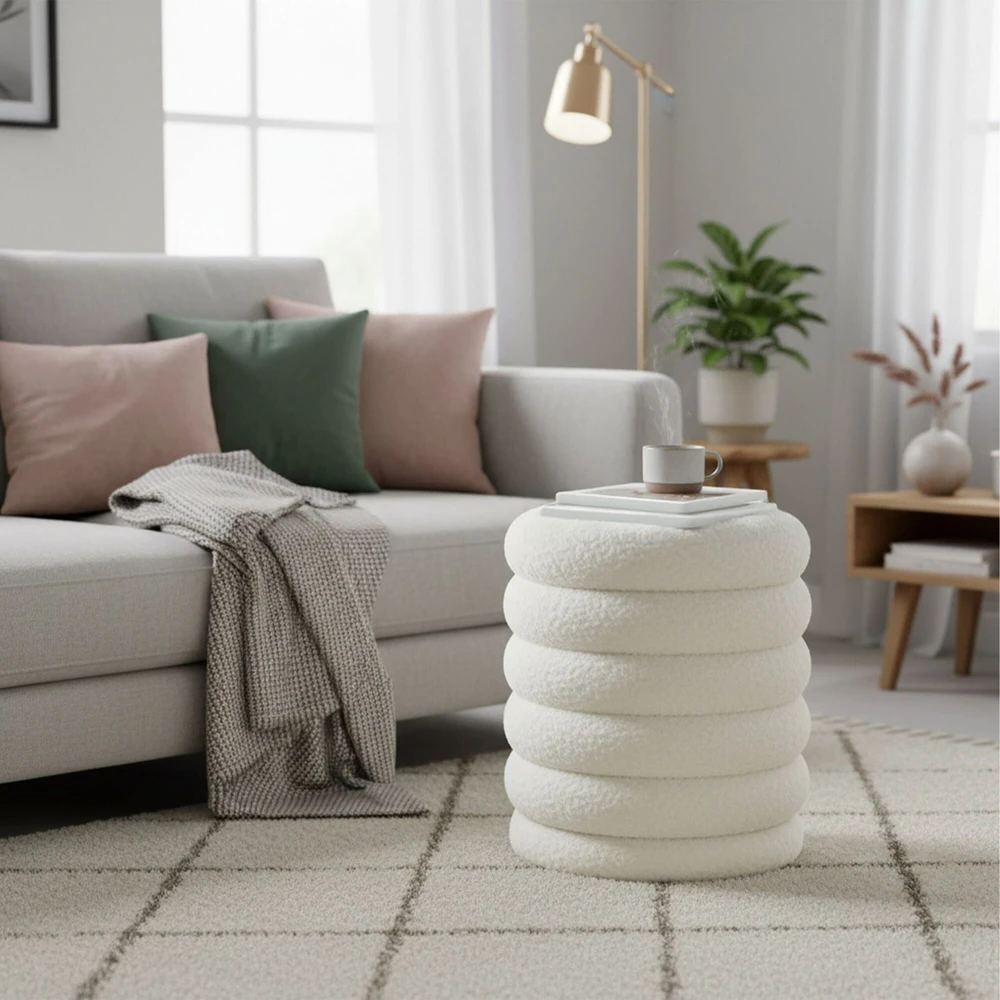 Relaxdays Sandėliavimo pufas iš teddy audinio