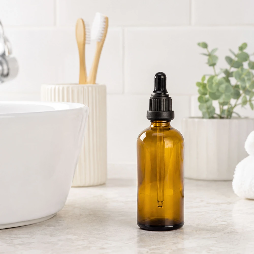 Relaxdays 12 vnt. 100 ml gintaro spalvos lašintuvų buteliukų