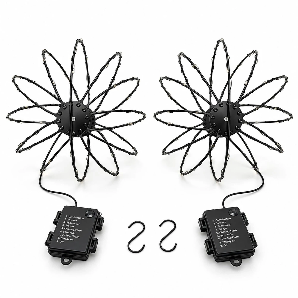 Relaxdays LED šviečiantys rutuliai su 120 LED, 2 vnt. komplekte, IP44, su baterijomis