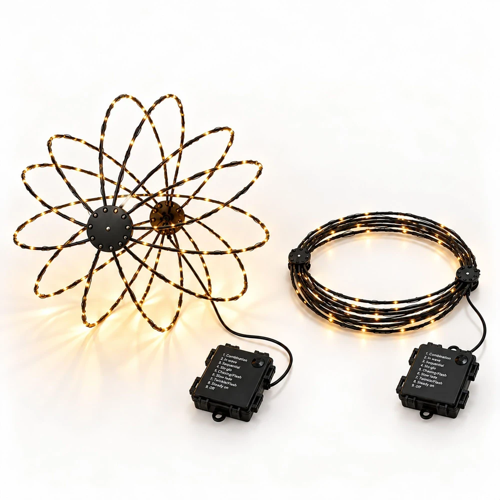 Relaxdays LED šviečiantys rutuliai su 120 LED, 2 vnt. komplekte, IP44, su baterijomis