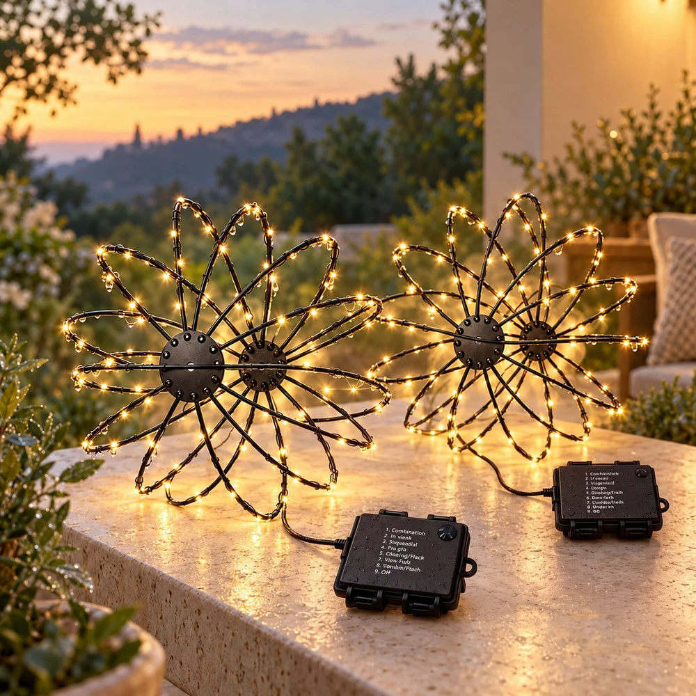 Relaxdays LED šviečiantys rutuliai su 120 LED, 2 vnt. komplekte, IP44, su baterijomis