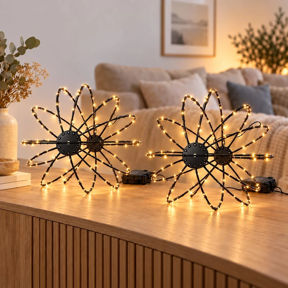 Relaxdays LED šviečiantys rutuliai su 120 LED, 2 vnt. komplekte, IP44, su baterijomis