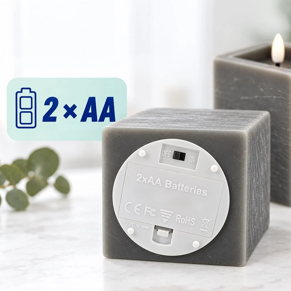 Relaxdays LED žvakių rinkinys, 3 vnt., betono imitacija, su nuotolinio valdymo pulteliu