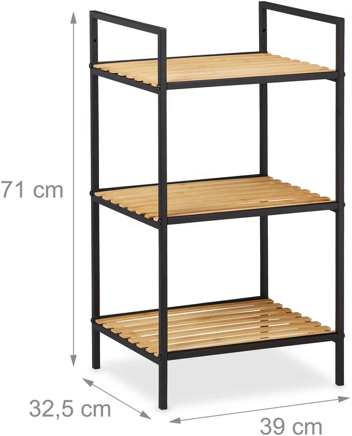 Relaxdays Laisvai pastatoma bambukinė ir metalinė lentyna