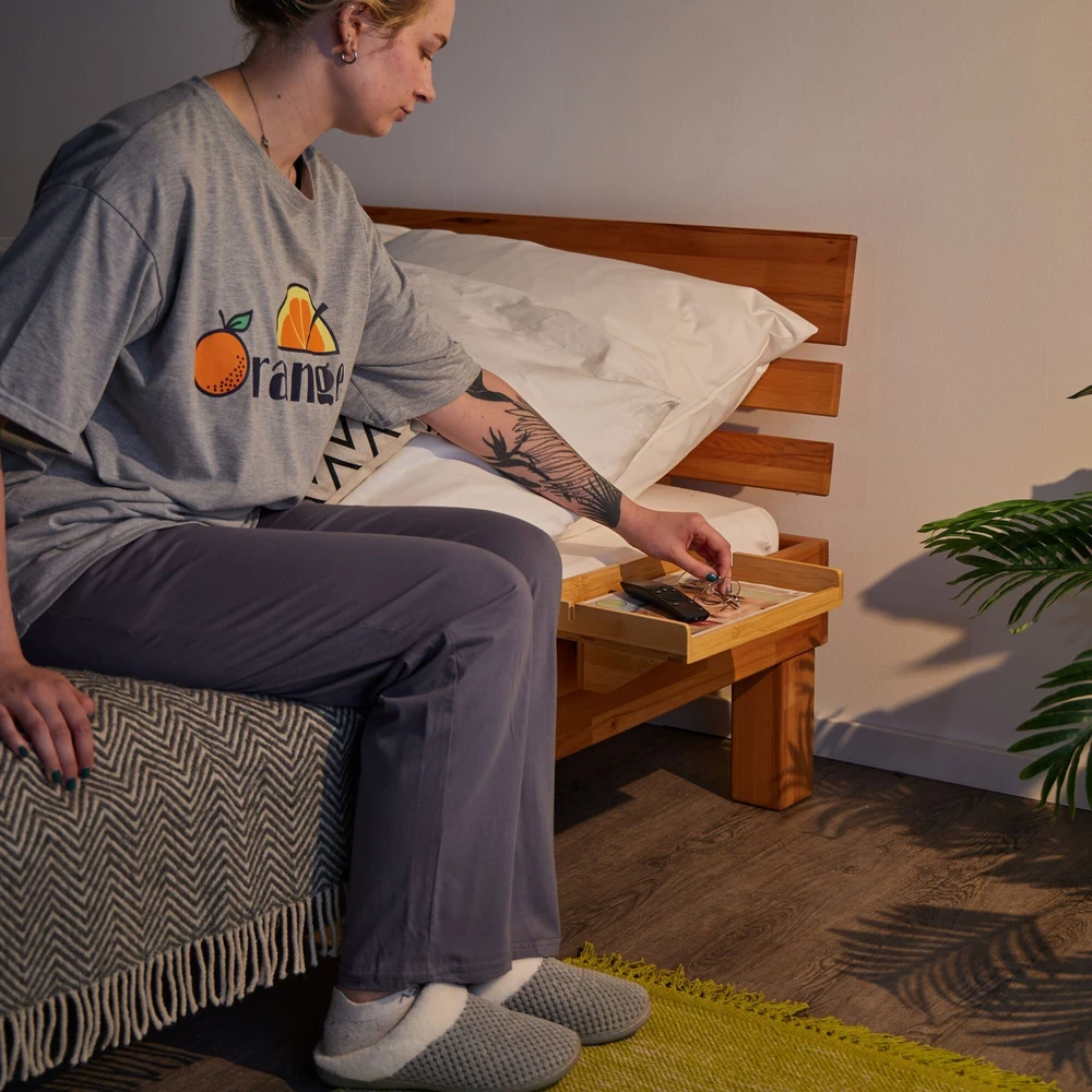 Relaxdays Prisegama lovos lentynėlė iš bambuko