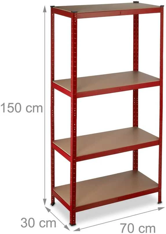 Relaxdays Didelės apkrovos lentynų stovas 150 cm raudonas