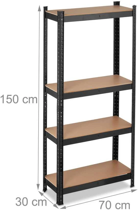 Relaxdays Didelės apkrovos lentynų stelažas 150 cm juodas