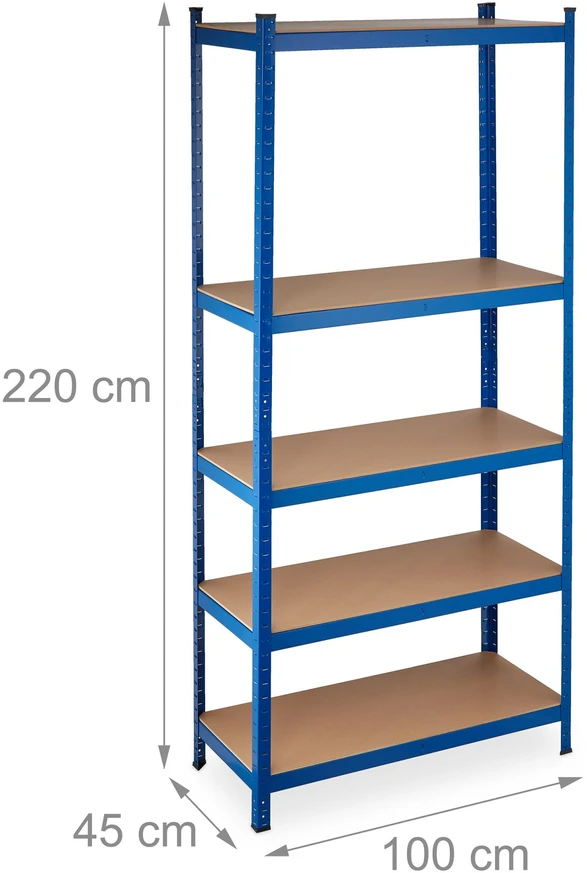 Relaxdays Itin tvirtas lentynų stelažas 220 cm mėlynas