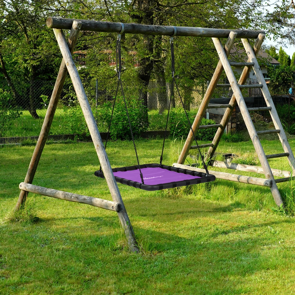 Relaxdays Stačiakampės formos lizdinės sūpynės, violetinės