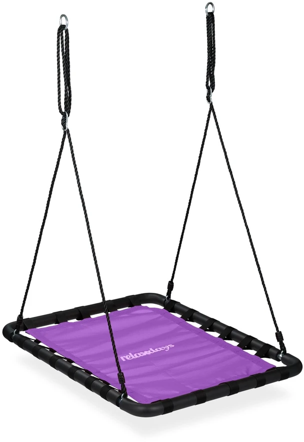 Relaxdays Stačiakampės formos lizdinės sūpynės, violetinės