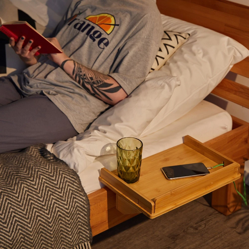 Relaxdays Prisegamas lovos padėklas su kabelio anga