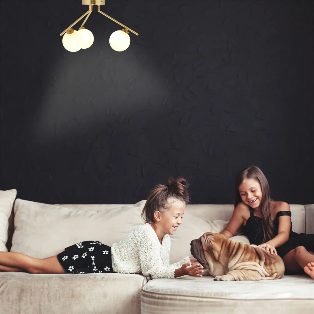 Relaxdays Stiklinis lubinis šviestuvas, 3 krypčių