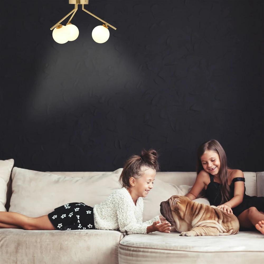Relaxdays Stiklinis lubinis šviestuvas, 3 krypčių