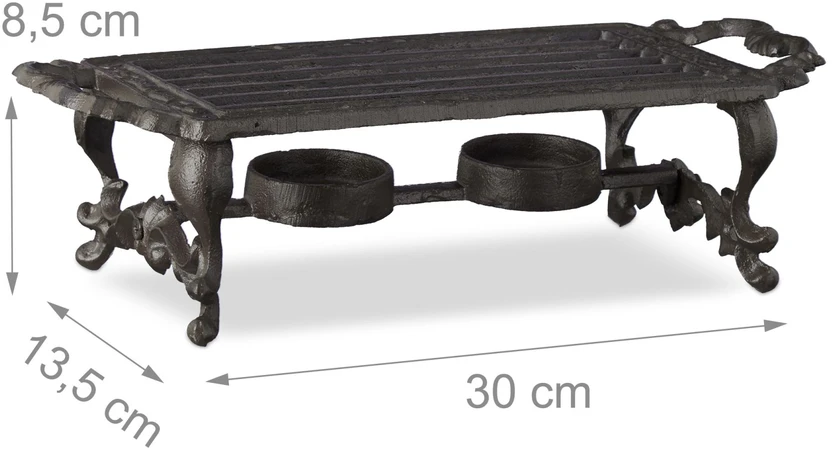 Kaitlentė Relaxdays Maisto šildytuvas, ketaus, 8.5x30x13.5 cm, juodas