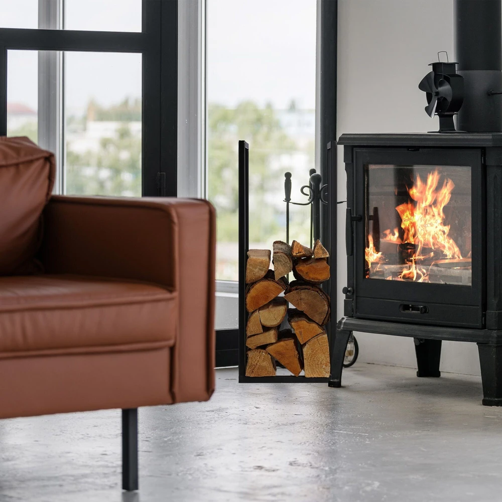 Relaxdays Juoda metalinė malkų lentyna