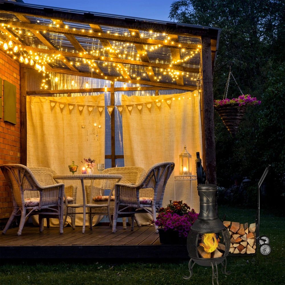 Relaxdays Malkų vežimėlis su malkų krepšiu