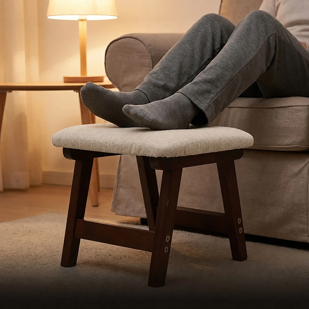 Relaxdays Medinis taburetė su audiniu