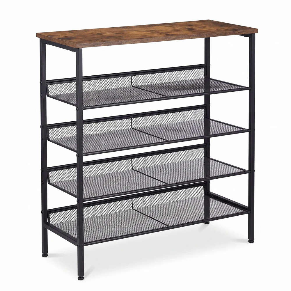 Relaxdays Metalinis ir MDF batų stovas, 5 lentynos