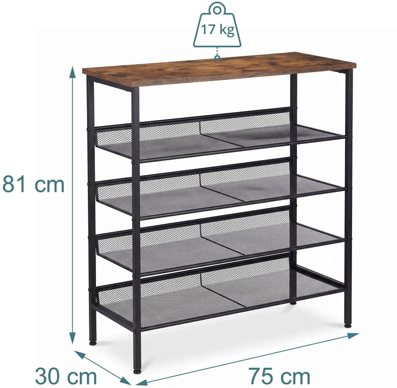 Relaxdays Metalinis ir MDF batų stovas, 5 lentynos