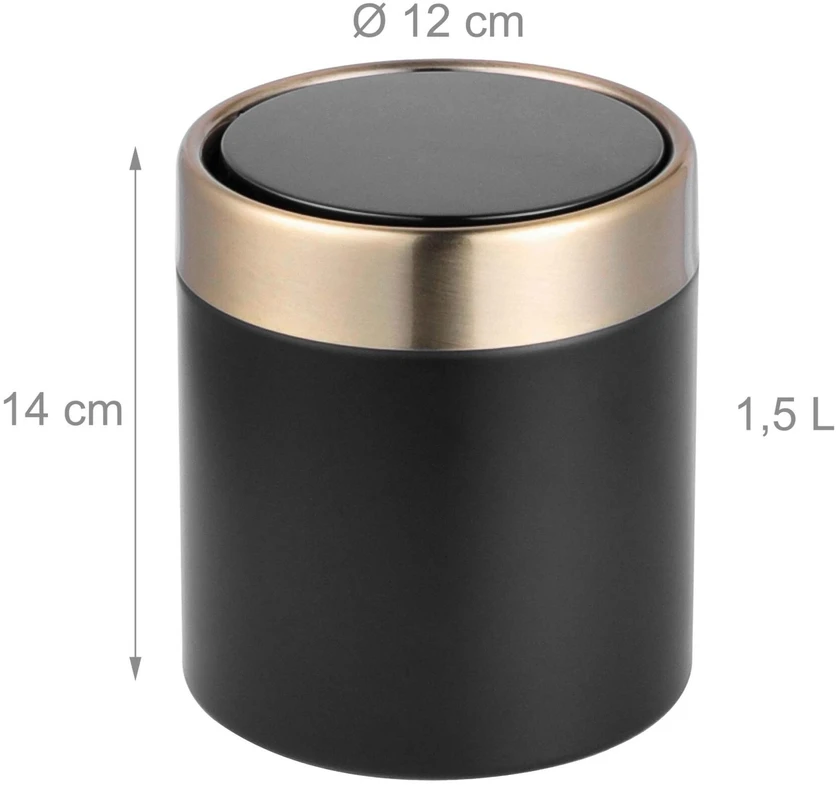 Relaxdays Mini šiukšliadėžė,1.5L,metalinis žiedas